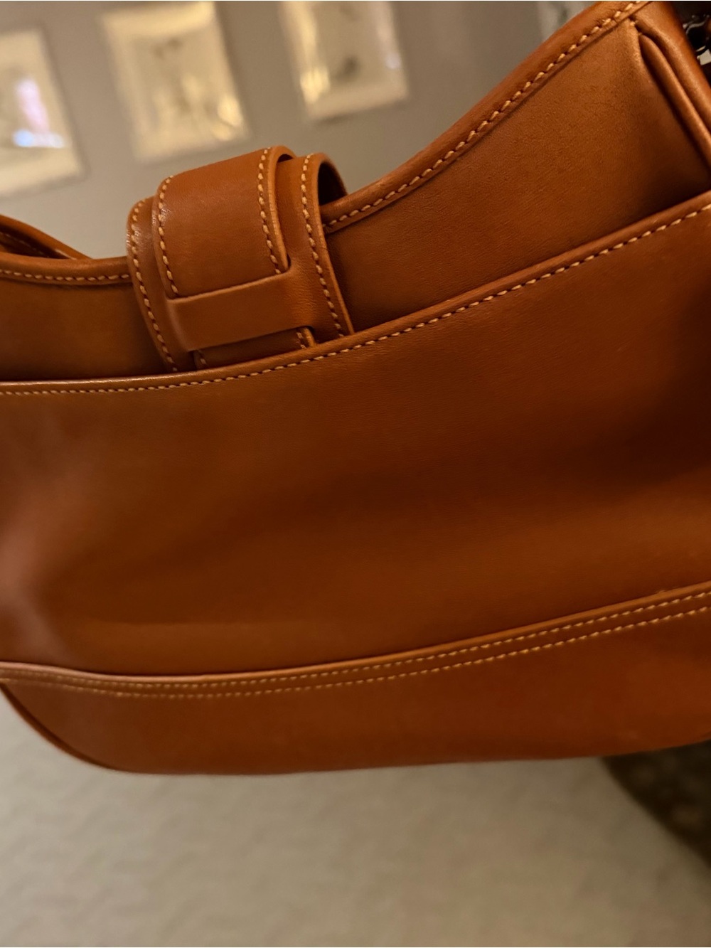Coach Saddle Shoulder Bag in Warm Tan Leather with Buckle - Picture 7 of 10